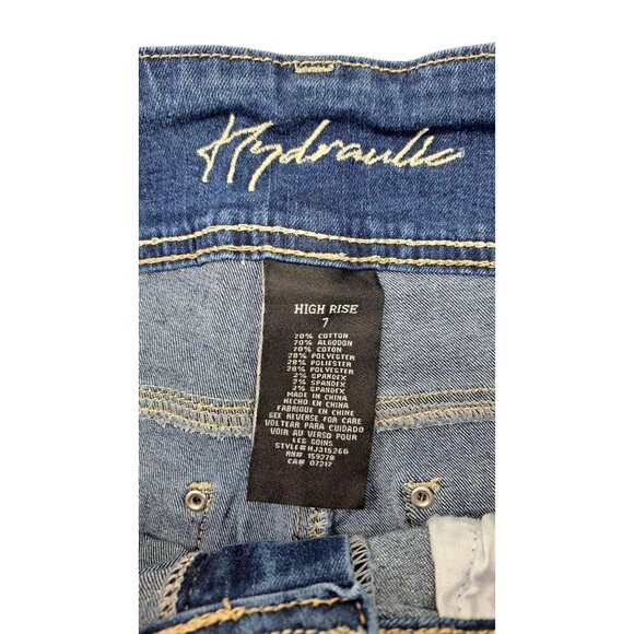 Hydraulic Women High Rise Embroidered Bootcut Jeans Size 7 Blue Bling Horseshoe - Picture 4 of 8